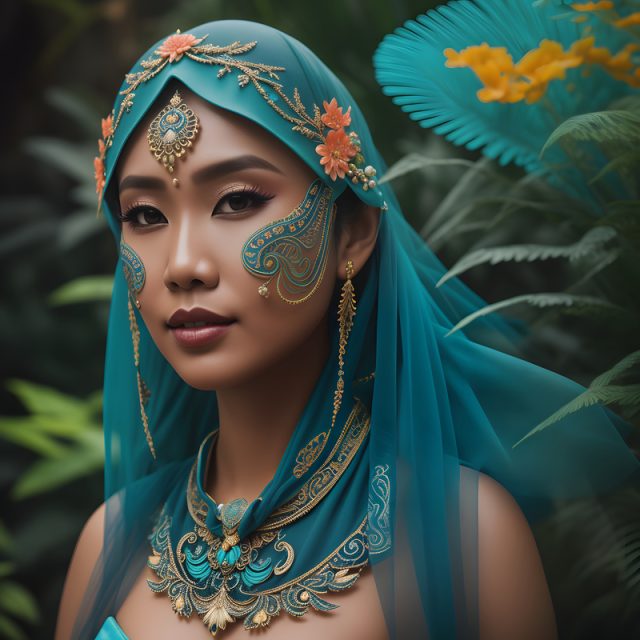 Woman with turquoise decoration