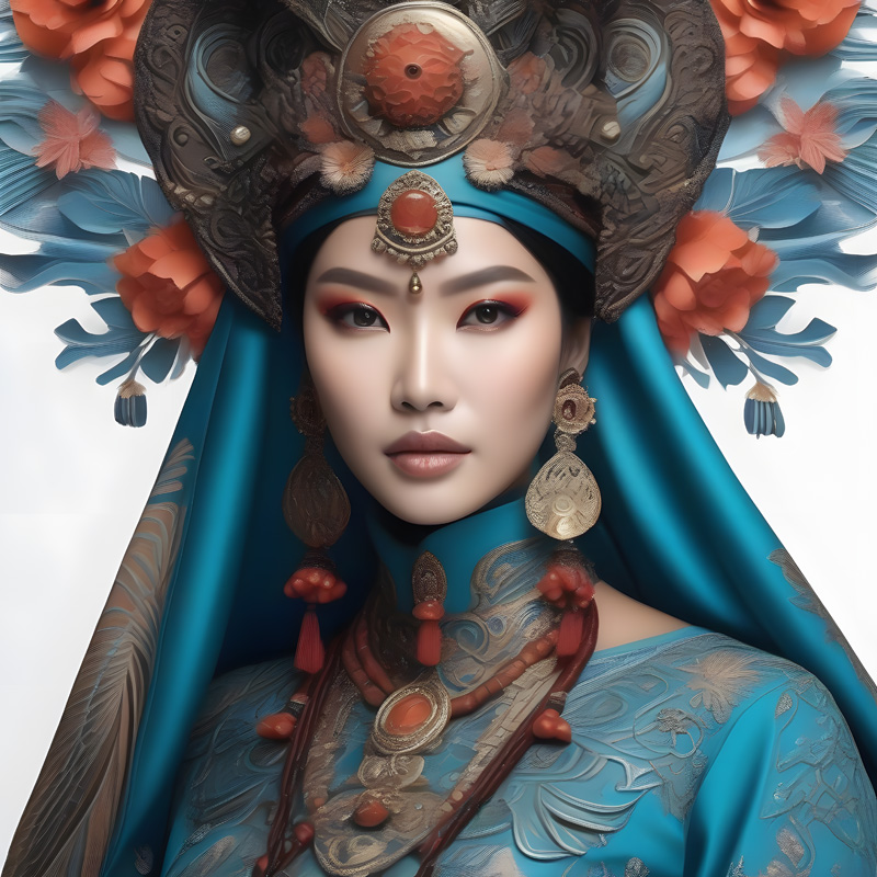 Women wearing royal dresses