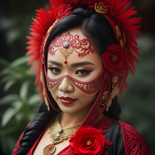 Woman with a painting on her forehead