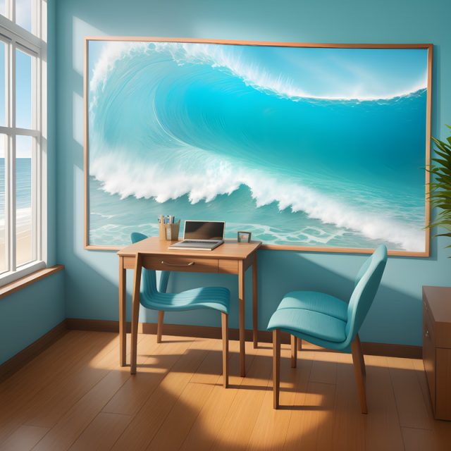Workspace and wave painting