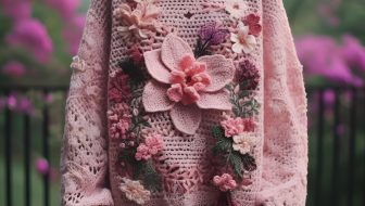 Floral knit sweater worn by women