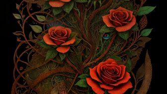 Rose flower tree painting design