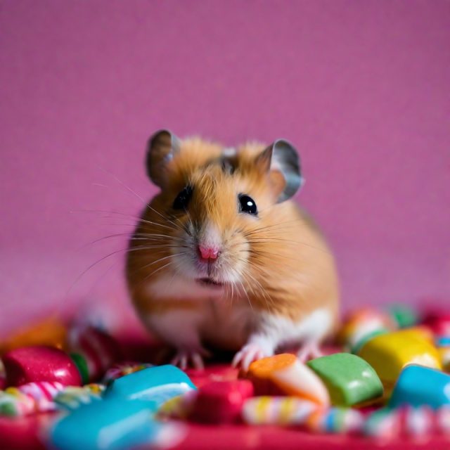 A happy hamster on candy