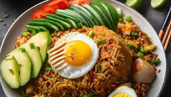 Delicious fried rice with sunny side up egg