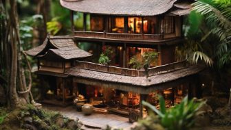 Diorama of a traditional house in the forest