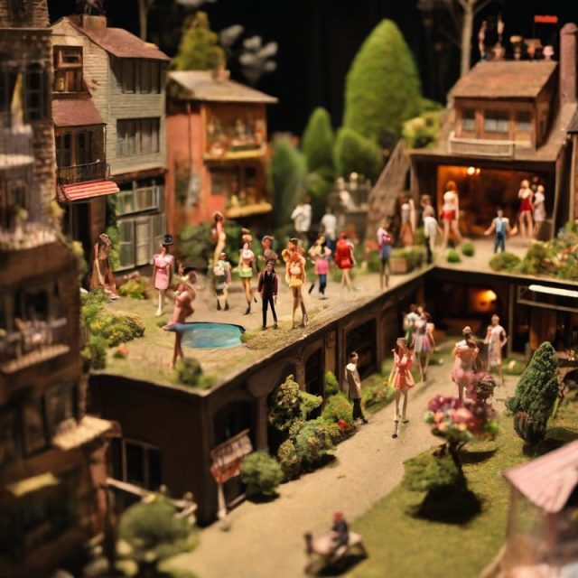 Diorama of a youth party