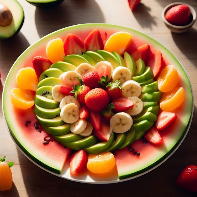 Fruit slices with watermelon on the side