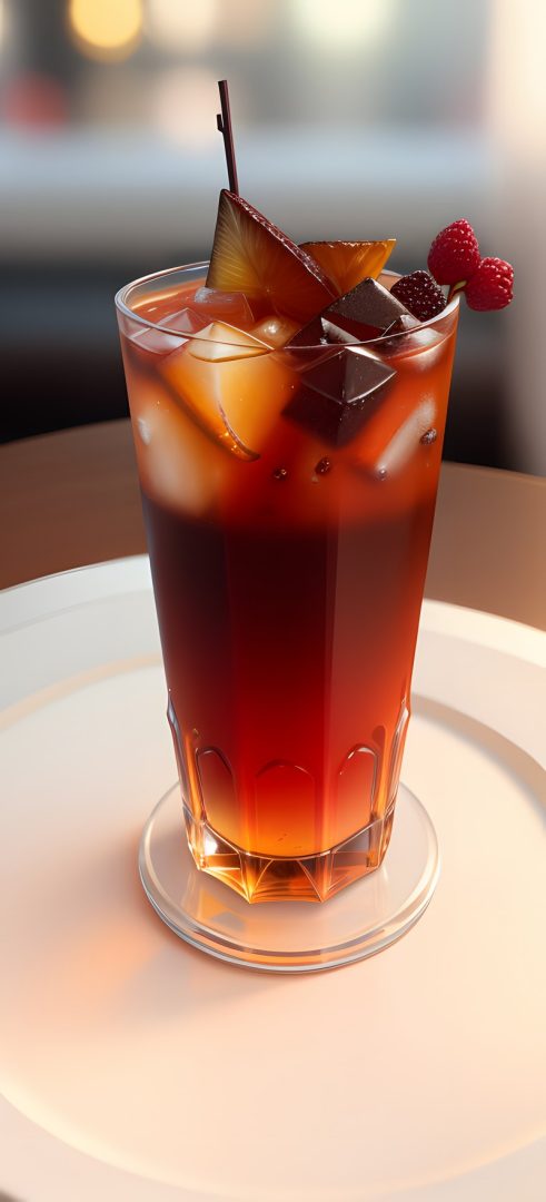 Iced jelly tea with berry garnish