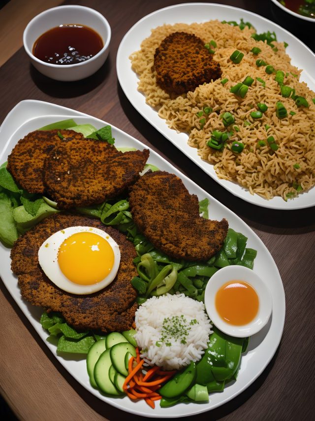 Kebuli rice dish and fried meat on the side