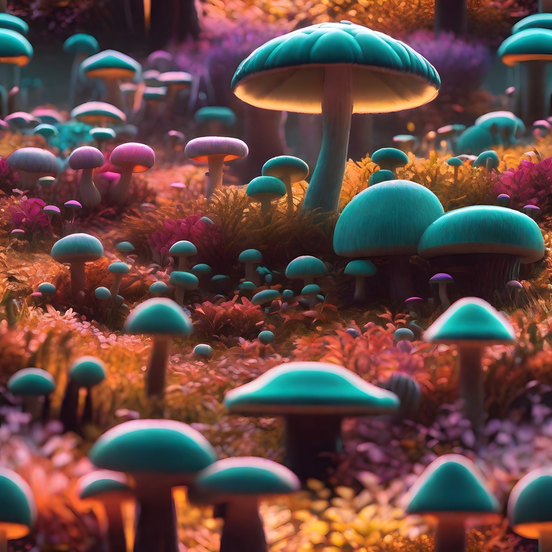 Many mushrooms grow in the forest
