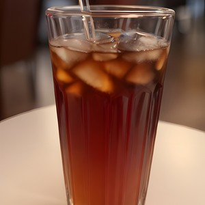 One glass of iced tea with a straw