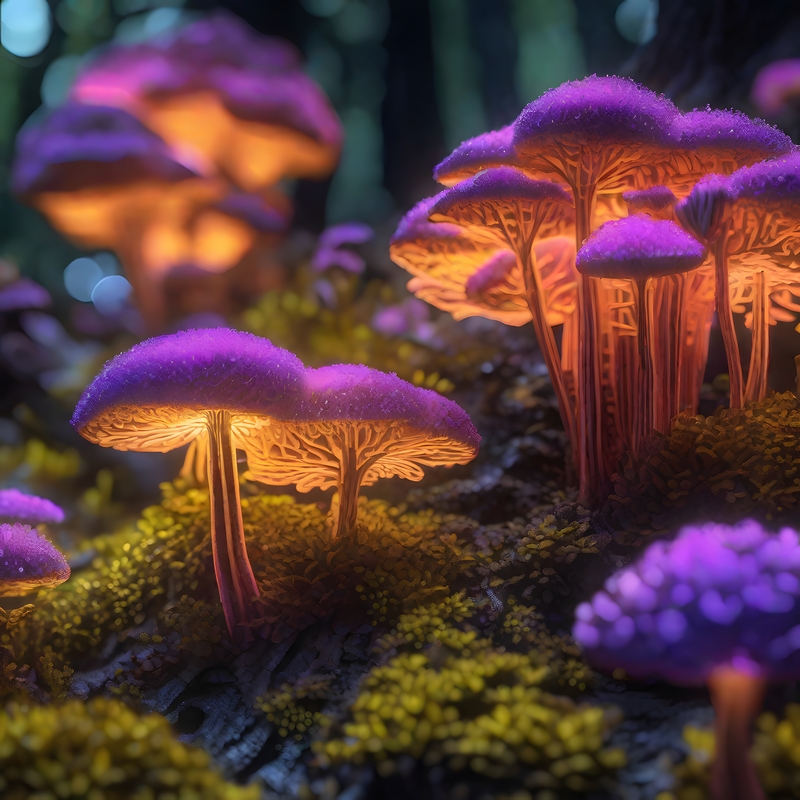 Purple forest mushrooms