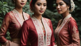Three beautiful women in traditional kebaya
