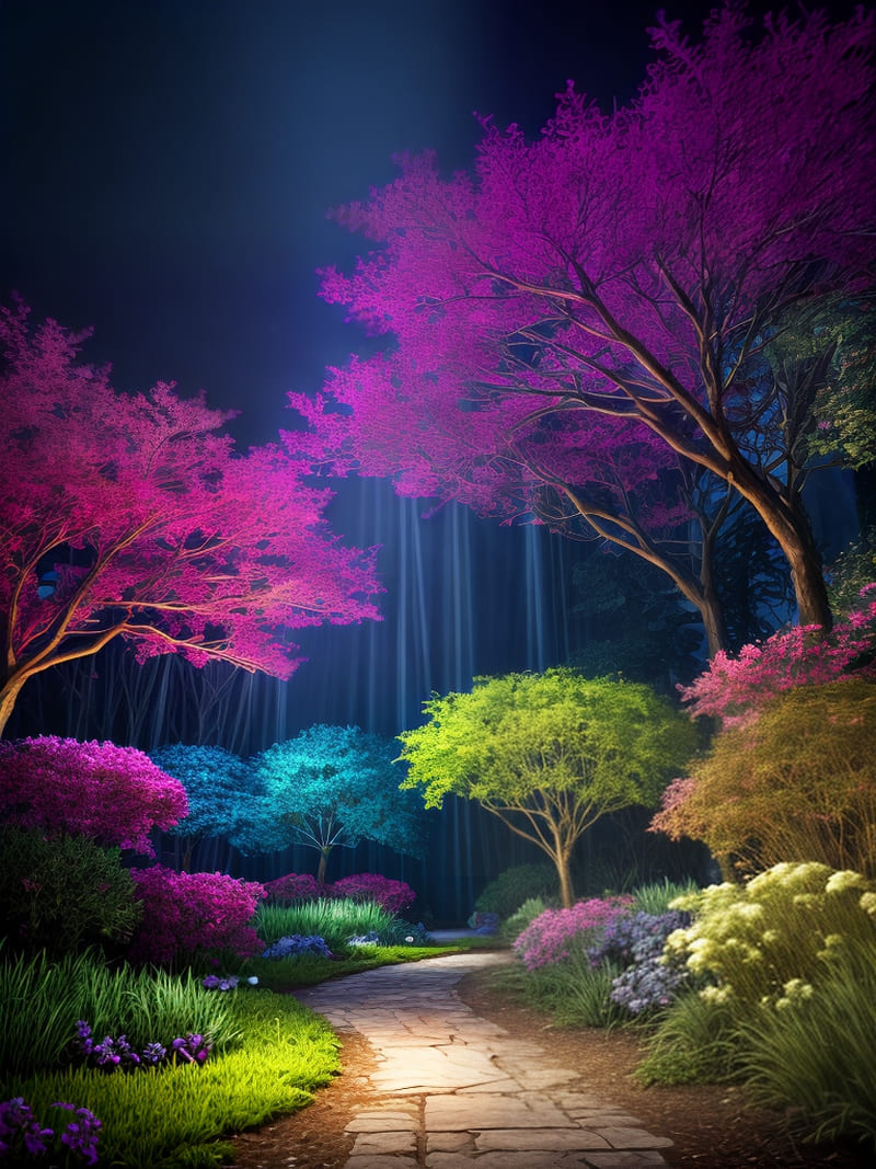 A forest full of colourful trees
