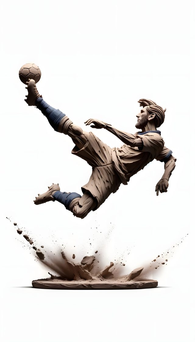 A player kicking a ball in the air