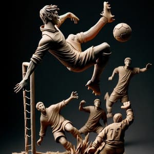 A sculpture depicting a ball game