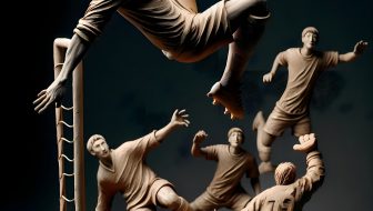 A sculpture depicting a ball game