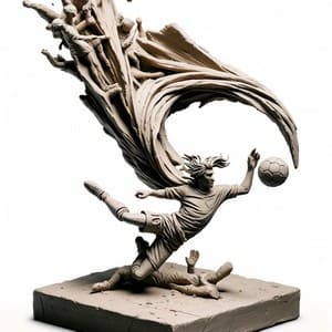 A statue of a footballer being sledged
