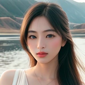 Beautiful Asian woman in white dress posing for a photo