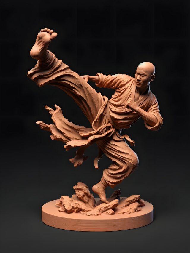 Sculpture of a man in a martial arts pose