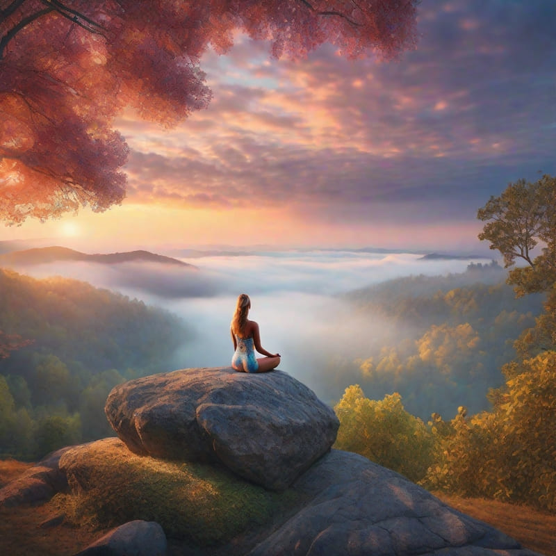 Seated woman looking at the beauty of nature