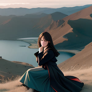 Woman on a hill with a beautiful view